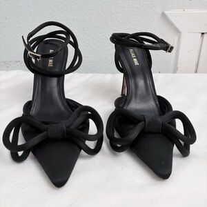 Alias Mae Black Bow Pointed Toe Ankle Strap Heels Size 41
